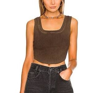 Cotton Citizen Ibiza Square Neck Tank In Vintage Espresso/Brown Size XS